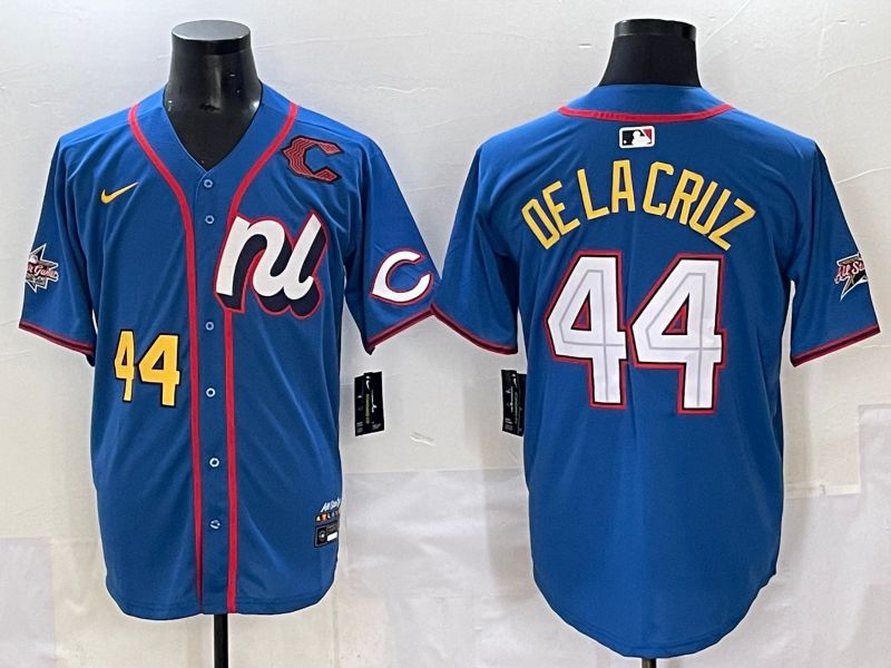 Men 2025 Cincinnati Reds #44 De Lacruz Blue All star Nike MLB Jersey style 8